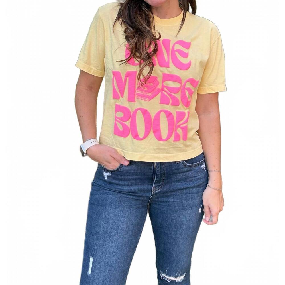 NEW POPPY & PINE one more book crop tee top in yellow